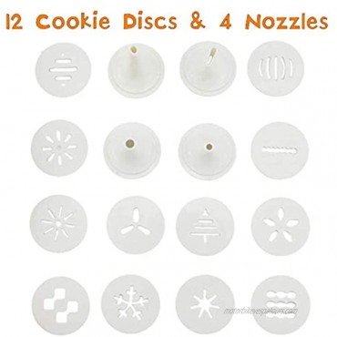 KOXHOX Cookie Press Gun Multifunction Cookie Press Gun Set Biscuit Maker Set with Multiple Cookie Press Stencil Discs and 4 Nozzles for DIY Biscuit Cake and Decoration