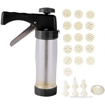lkkwxl Multi-Function Cookie Press Gun Set Icing Gun Biscuit Maker Machine Cake Decoration Press Molds with 16 Cookie Discs 6 Piping Nozzles Cookie Decorating Kit 23 Pcs black