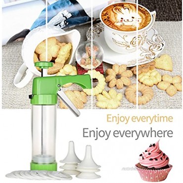 Ourokhome Cookie Press Maker Machine Icing Gun Kit with 16 Discs and 6 Decoration Tips for Home DIY Green