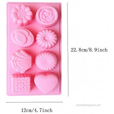 2 PCS 8 Cavity Assorted Silicone Flower Soap Mold DIY Moon cake Mold Handmade Chocolate Biscuit Cake Muffine Silicone Mold