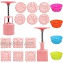 2 Sets Mooncake Mold Press with 12 Stamps & 4 Silicone Pumpkin Cupcake Cup AFUNTA 50g Cartoon Moon Cake Mould Round and Square Flower Stamp Decoration Tools for DIY Baking Cake Cookie Dessert