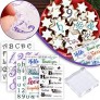 5 Pieces Alphabet Cake Stamp Tools Alphabet and Numbers Fondant Cake Mold Cake Cookie Stamp Mold Set with Transparent Back Plate Easy to Clean