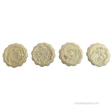 50g Moon Cake Mold Set Ice Skin Mooncake Mold Mid-Autumn Festival Hand-Pressure Moon Cake Mold Flower Pattern Mold Round Cookie Pumpkin Pie Pastry Stamps DIY Tool4Pack