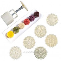 6PCS Moon Cake Mold 75g Mid Autumn Festival Mooncake Mold Hand-Pressure Cookie Bakery Pastry Pumpkin Pie Stamps DIY Patterns Tools