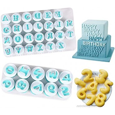 Alphabet Letter Numbers Cake Mould Set BENBO 36 Pieces Fondant Cake Sugar Craft Cookies Stamp Impress Embosser Plunger Cookie Cutter Mold Biscuit Decorating Tools