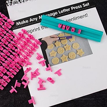 AUEAR 150 Pack Alphabet Cookie Letters Stamps Set Small Stamp Including Letters Lower Upper Case Numbers Punctuation for Baking DIY Cake Fondant Decorating