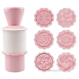 CHDHALTD 6 Pcs Set Cookie Stamp,Hand Press DIY Moon Cake,Mid-Autumn Festival Plastic Tools,Moon Cake Mold Pastry Tool Cake Plungers,Pink