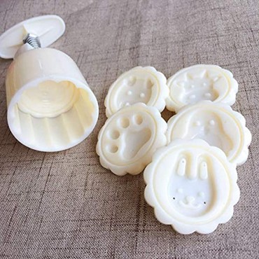 Cookie Stamp YamaziHD 50g Mooncake Mold with 6 Stamps Animals Design Cookie Moon Cake Hand Pressure Mold Mid Autumn Festival Cookies Cutters DIY Decoration Mooncake Molds Set