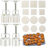 DIY Pastry Tools 4 Sets Hand Press Moon Cake Mold 50g 100g with 12 Pattern Stamps