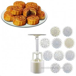 Dyna-Living Moon Cake Mould 10pcs 100g Moon Cake Mooncake Mold Set Hand Press DIY Moon Cake Maker Cookie Stamps Pastry Tool
