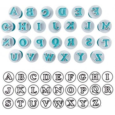 FVVMEED 36 Pieces Uppercase Letter Number Cookie Cutters Set Alphabet Fondant Impress Biscuit Stamp Embosser Mold Mini Plastic Cake Decorating Tool for Icing Baking Cupcake Decorating & Sugarcraft