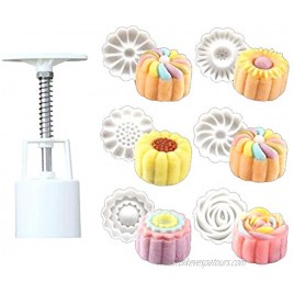 GSHLLO 6 PCS Stamps Flower Shape Moon Cake Mold Cookie Press Mold Moon Cake Making Tools