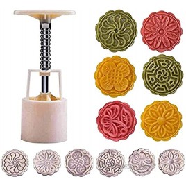 HOTOP Mooncake Mold Circle Flower Square Mid autumn Festival Hand Press 50g Moon Cake Cutter Molds Set 50g