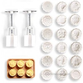 Mooncake Molds for Baking,Animal Mooncake Molds for Baking Cookies Press Mold Roses and Flowers Mooncake Mold Set Square Hand Press Decoration Cookie Press Maker Kit 18 Pieces Stamps 50g