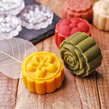 Pendolr 2 Sets Moon Cake Molds Mid-Autumn Festival Hand-Pressure Moon Cake Mould with 10 Pcs Mode Pattern Cookie Stamps Pastry Tool Moon Cake Maker Bath Bombs Press Big