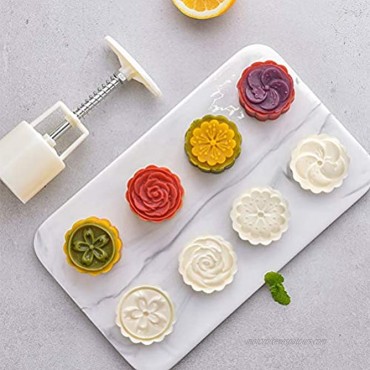 Pendolr 2 Sets Moon Cake Molds Mid-Autumn Festival Hand-Pressure Moon Cake Mould with 10 Pcs Mode Pattern Cookie Stamps Pastry Tool Moon Cake Maker Bath Bombs Press Big