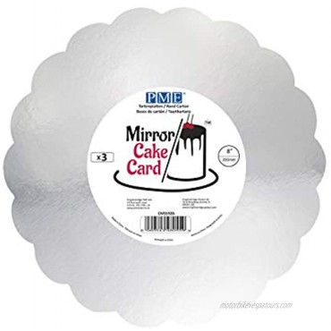 PME Mirror Cake Card Scallop Silver 8 Pack of 3