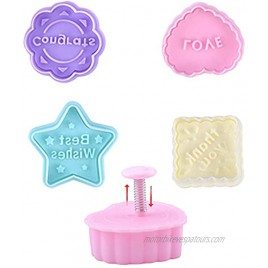 SMMUSEN 4PCS Cookie Molds With Good Wishes Biscuit Baking Mould,DIY Biscuit Fondant Cake Chocolate Stamp Mold Set,LOVE THANK YOU BEST WISHEA CONGRATS