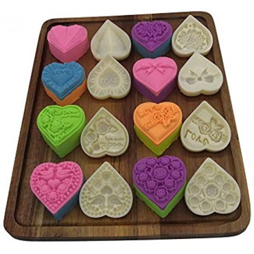 Valentine's Day Heart Shaped Moon Cake Mold Set 8pcs 50g Cookie Stamps Cookie Mold DIY Hand Press Cookie Dessert Cutter Pastry Decoration Tool Mooncake Maker