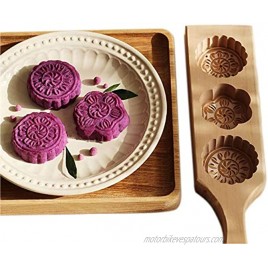 Wooden Moon Cake Wooden Baking Mold Cookie Stamps MoonCake Mold Chinese Traditional Mid-autumn Festival Moon Cake Mold 3 Flower Shape for Muffin Mooncake Cookie Biscuit Chocolate Pumpkin Pie