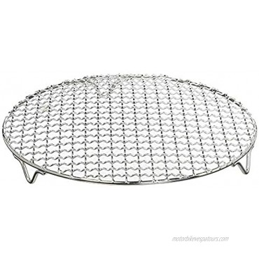 1Pack Multi-Purpose Round Stainless Steel Cross Wire Steaming Cooling Barbecue Rack Carbon Baking Net Grill Pan Grate with Legs8.25Inch Dia