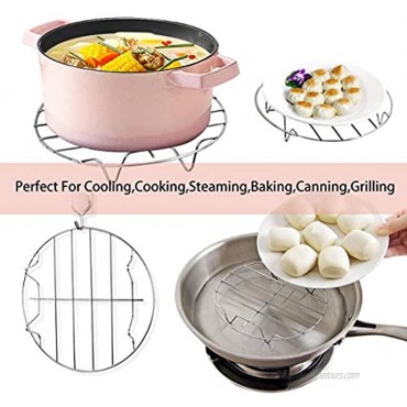3 Pack Cooling Steaming Cake Rack 6” 7” 8” round cooling rack Stainless Steel Round Rack for Air Fryer Stockpot Pressure Cooker Round Cake Pan Healthy & Dishwasher Safe