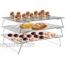 3-Tier Cooling Rack Set,Stackable Stainless Steel Baking Cooling Roasting Cooking Racks for Cake Pastry Bread Meat Bacon Collapsible & Thick wire 13.4”x9.4” Silver