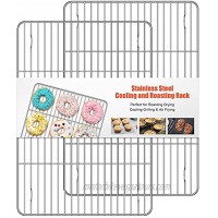 Cooling Racks 2 Pack HKJ Chef Large Stainless Steel Baking Rack Size 15 x11x 0.5Inch for Cooking Roasting Grilling Drying Fit Various Size Cookie Cake Sheets Nonstick & Oven & Dishwasher Safe