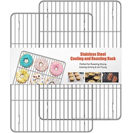 Cooling Racks 2 Pack HKJ Chef Large Stainless Steel Baking Rack Size 15 x11x 0.5Inch for Cooking Roasting Grilling Drying Fit Various Size Cookie Cake Sheets Nonstick & Oven & Dishwasher Safe