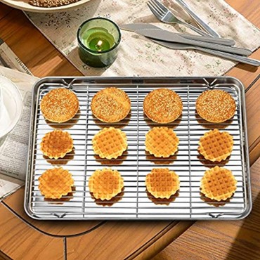 Large Cooling Racks 2 Pack with Sheet HKJ Chef Stainless Steel Baking Racks Size 16.8 x 11.6 x 0.5Inch for Cooking
