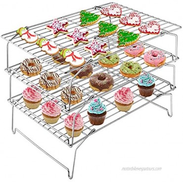 TeamFar Cooling Rack 3 Tier 15’’ × 10’’ Oven Dishwasher Safe Stainless Steel Baking Roasting Rack for Cookies Cake Pies Bread Collapsible & Foldable Healthy & Non Toxic