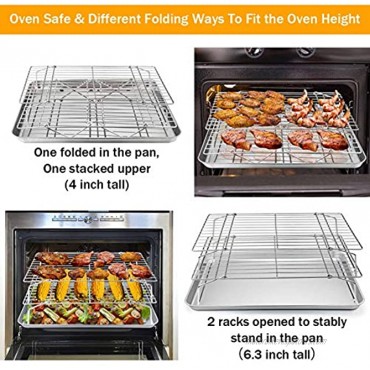 TeamFar Cooling Rack 5-Tiers Stainless Steel Baking Cooling Wire Rack for Baking Roasting Cooking Healthy & Firmly Weld Stackable & Collapsible Dishwasher Safe 15”x10”
