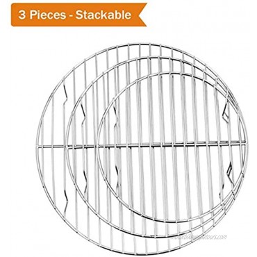 TeamFar Round Cooling Rack Set of 3 7½ & 9 & 10½ Inch Stainless Steel Round Baking Steaming Rack Set Fit for Oven Pot Air fryer Healthy & Dishwasher Safe Mirror Finish & Smooth Edge