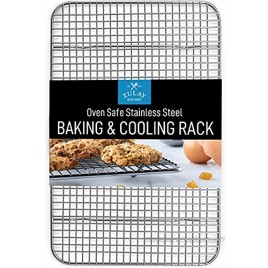 Zulay 10”x15” Wire Cooling Rack Stainless Steel Wire Baking Rack For Oven Cooking Fits Jelly Roll Pan Heavy Duty Wire Grid Oven Rack & Cooking Rack For Baking Roasting BBQ & More