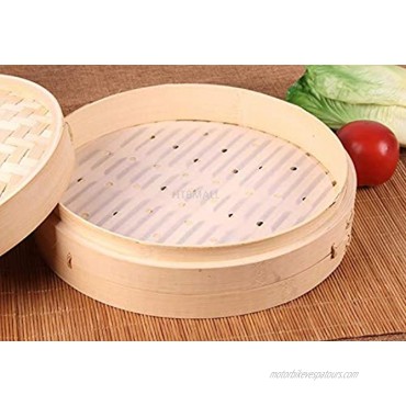 100pcs Air Fryer Liners 10 inches Bamboo Steamer Liners Premium Perforated Parchment Steaming Papers Non-stick Steamer Mat