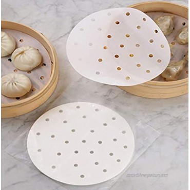 100pcs Air Fryer Liners 10 inches Bamboo Steamer Liners Premium Perforated Parchment Steaming Papers Non-stick Steamer Mat