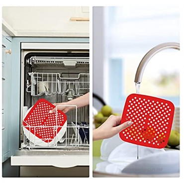 2 PACK Reusable Air Fryer Liners 8.5 Inch Square Silcione Non-Stick Air Fryer Basket Mats. Air Fryer Accessories For 5.8 QT & Larger Compatible with Ninja Gourmia Power XL GoWise Chefman etc