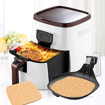 200Pcs 8.5 Inch Air Fryer Parchment Paper Liners,Unbleached Square Air Fryer Liners,Perforated Steam Paper Bamboo Steamer Paper for Air Fryer,Steaming Basket,Baking,Ovening