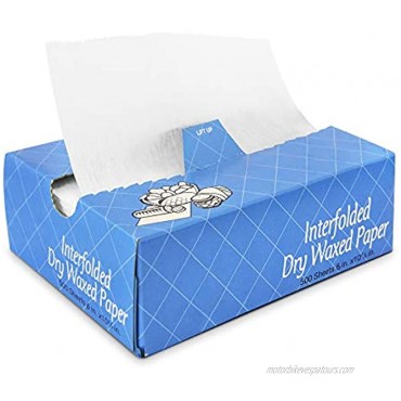 [500 Pack] Interfolded Food and Deli Dry Wrap Wax Paper Sheets with Dispenser Box Bakery Pick Up Tissues 6 x 10.75 Inch