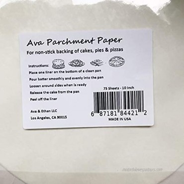 75 Parchment Paper Rounds 10 Inch Diameter Baking Pop Up Sheets Made In USA Precut Non Stick Wax Liner Circles for Air Fryer Cake Pan Springform Pan Tortilla Press Toaster Microwave or Dutch Oven