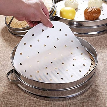 Air Fryer Liners 100-Pack 10-Inch Perforated Steam Paper 10-in Bamboo Steamer Paper Liners