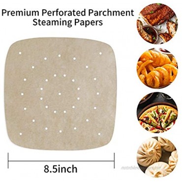 Air Fryer Liners 200pcs 6.57.58.5unbleached and White Available Square Air Fryer,Steaming Parchment Liner,Parchment Paper for Air Fryer,Easy Cleanup unbleached 8.5inch