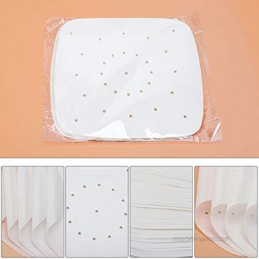 Air Fryer Liners 7.5 Inch Beasea 100pcs Air Fryer Parchment Paper White Air Fryer Filter Paper Square Perforated Parchment Paper Bamboo Steamer Papers for Air Fryer and Steaming Basket