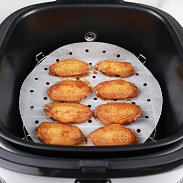 Air Fryer Liners Accessories 9 Inch 100pcs Parchment Paper Bamboo Steamer liners Perforated Anti-stick Waterproof 100% Pure Raw Wood Pulp Perfect For All Air Fryers