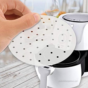 Air Fryer Liners Accessories 9 Inch 100pcs Parchment Paper Bamboo Steamer liners Perforated Anti-stick Waterproof 100% Pure Raw Wood Pulp Perfect For All Air Fryers