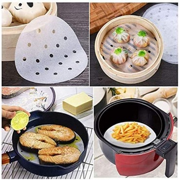 Air Fryer Liners Set of 100 ,5 6 7 8 9 Inch Available Air Fryer Liner,Bamboo Steamer Paper,Air Fryers Baking Cooking Steaming white 8inch