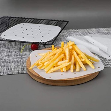 Air Fryer Parchment Paper 200pcs Beasea 6.5 Inch Air Fryer Liners White Air Fryer Filter Paper Square Perforated Parchment Paper Bamboo Steamer Papers for Air Fryer and Steaming Basket