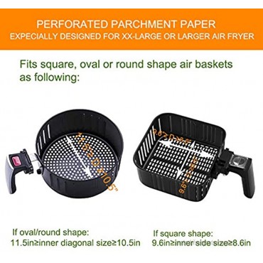 Air Fryer Parchment Paper Set of 100 8.5 inch Square Air Fryer Parchment Liner Bamboo Steamer Paper Perforated Parchment Paper for Air Fryer Steaming Basket6 6.5 7 7.5 8 9 10 Inch Available