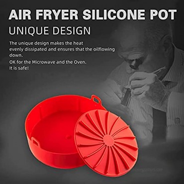 Aurkalri Air Fryer Silicone Pot,Replacement of Parchment Paper Liners,No More Cleaning Basket After Using the Air fryer,Food Safe Air fryers Oven Accessories Red 7.5-inch