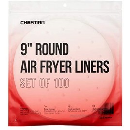Chefman Disposable Air Fryer Liners Heat-Resistant Parchment Paper for Baskets 100 Pack 9” Round Liners-100 Pack